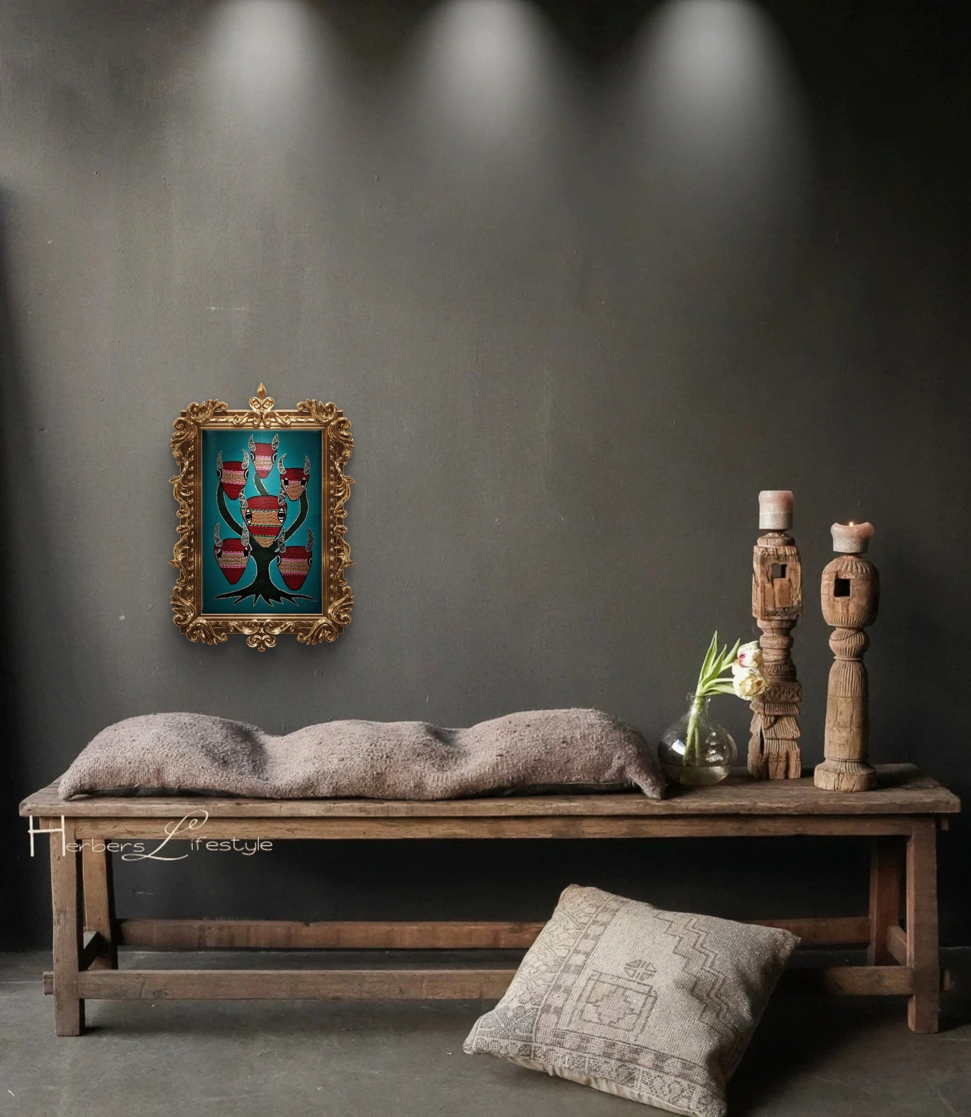 Kozmik Ağaç Tablo El Yapımı Ahşap Üzerine Akrilik Duvar Dekoru