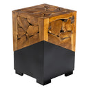 Teak Siyah Metal Kare Form Yan Sehpa
