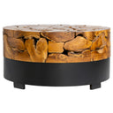 Teak Siyah Metal Yuvarlak Form Orta Sehpa