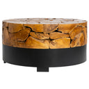 Teak Siyah Metal Yuvarlak Form Orta Sehpa