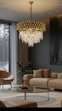 Avonni AV-1697-6KT Krom Kaplama Modern Avize E14 Metal Cam H: 100 cm, Ø: 50 cm-Avonni-NowShopFun