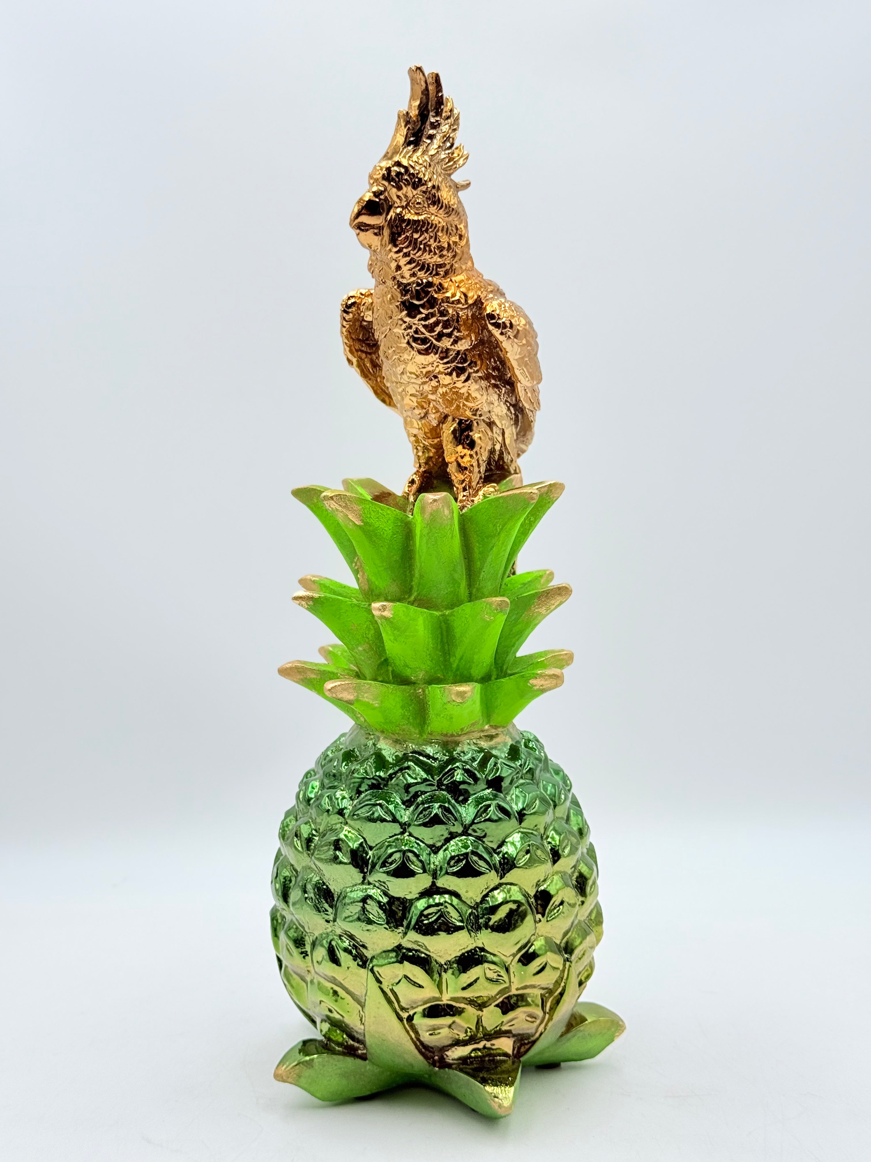 Krom Tasarım Kakadu Papağan Ve Ananas Heykeli