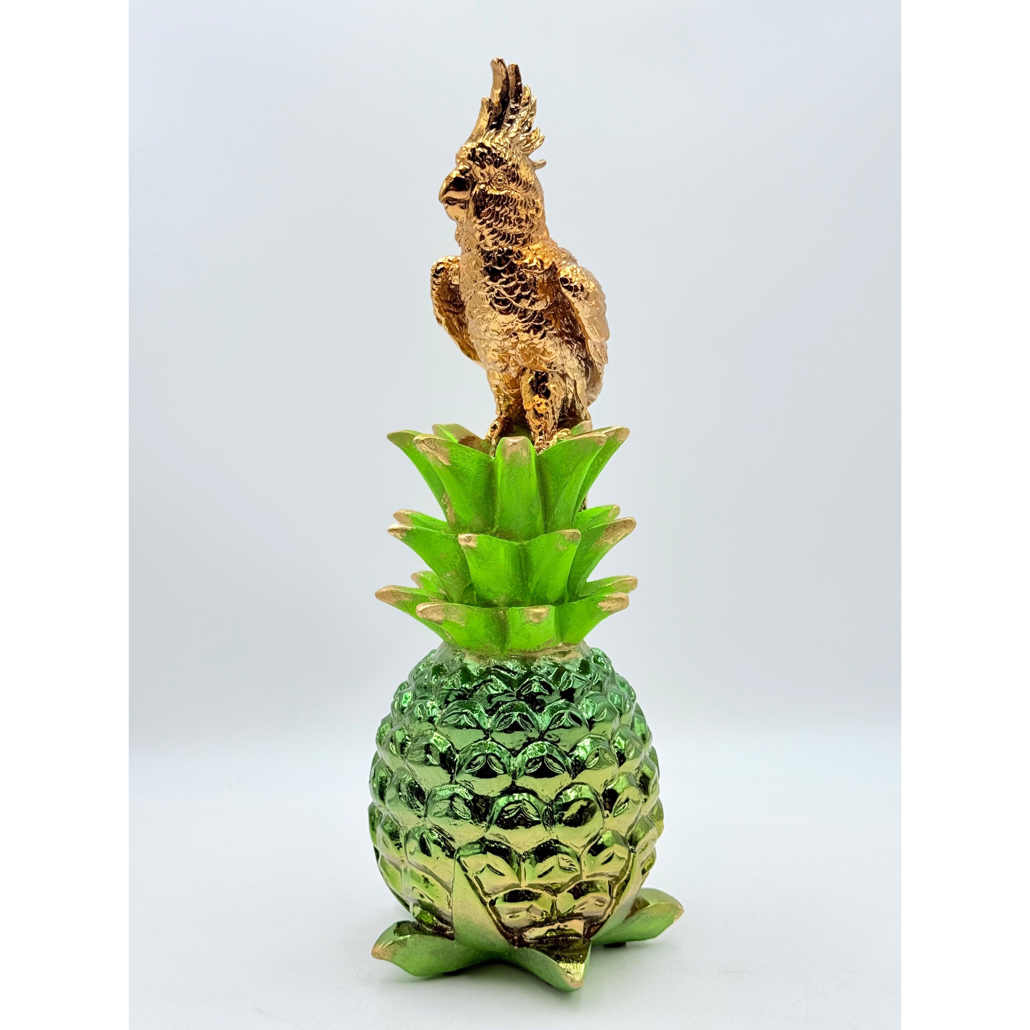 Krom Tasarım Kakadu Papağan Ve Ananas Heykeli