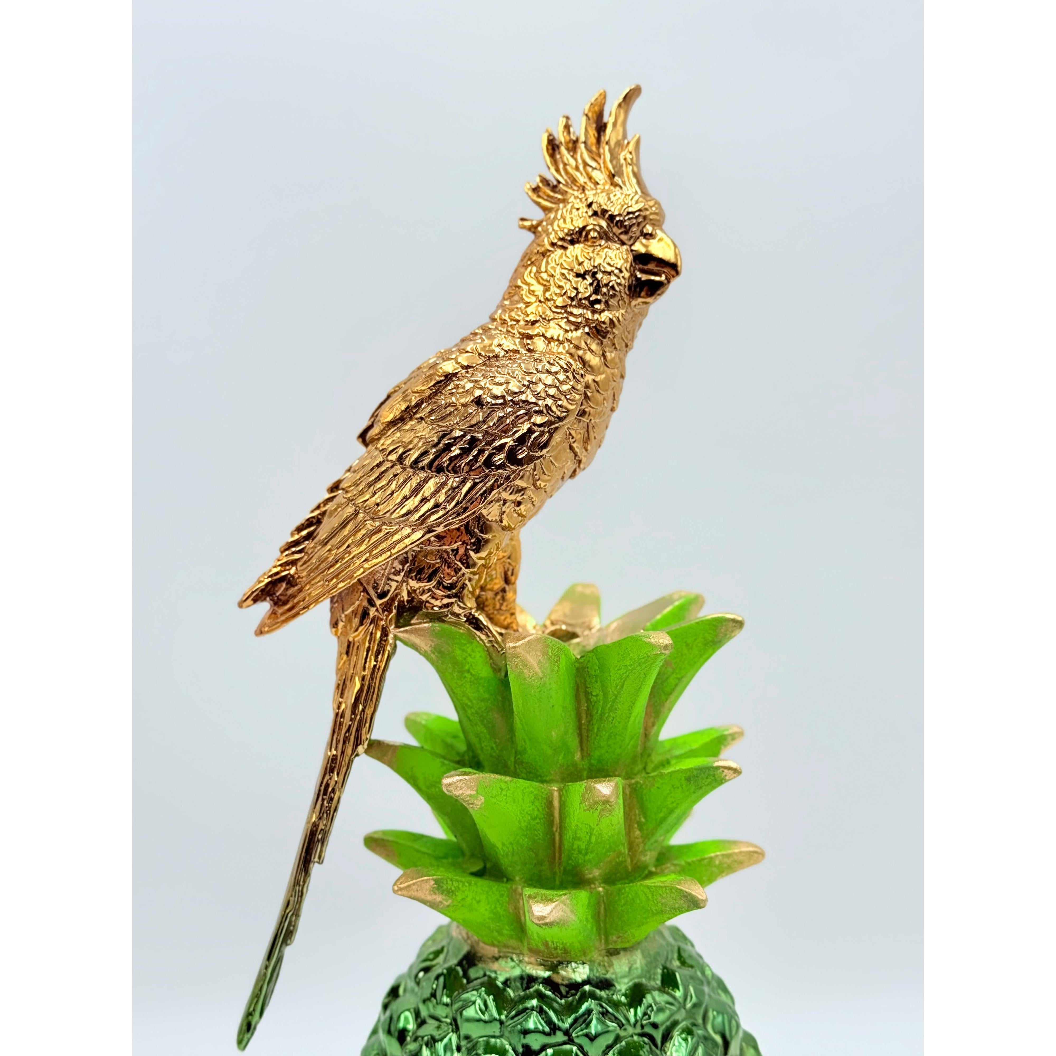 Krom Tasarım Kakadu Papağan Ve Ananas Heykeli