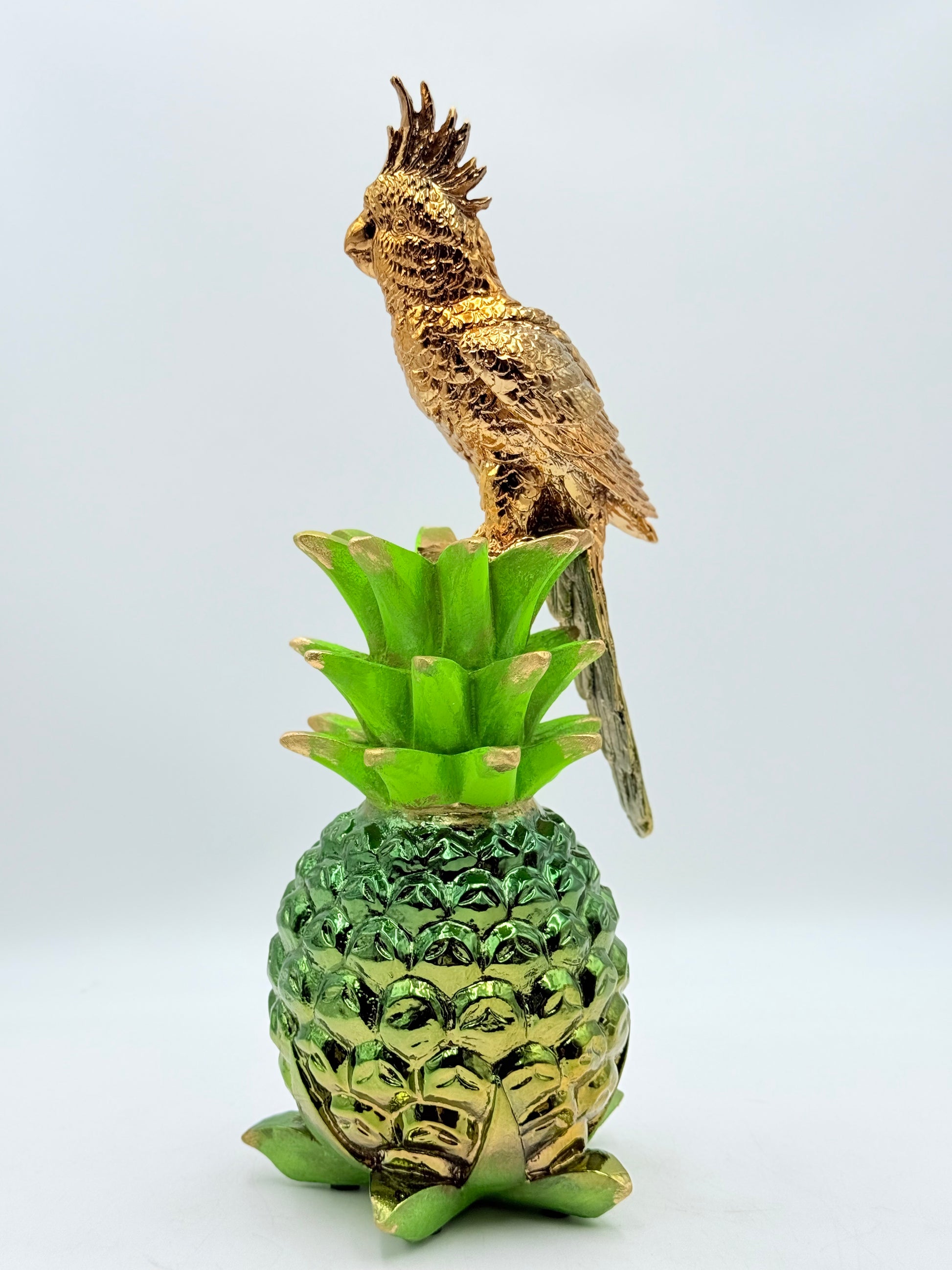 Krom Tasarım Kakadu Papağan Ve Ananas Heykeli