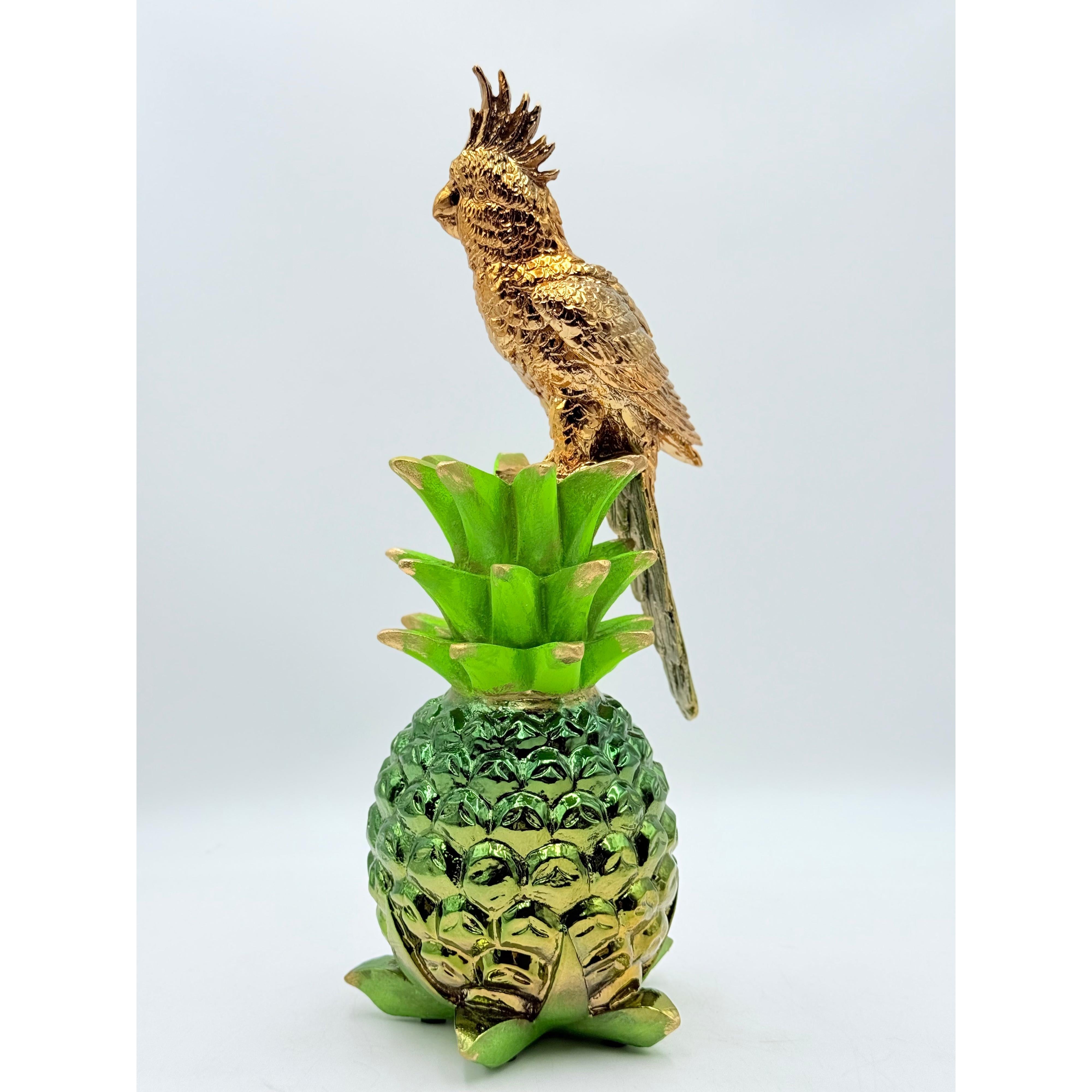Krom Tasarım Kakadu Papağan Ve Ananas Heykeli