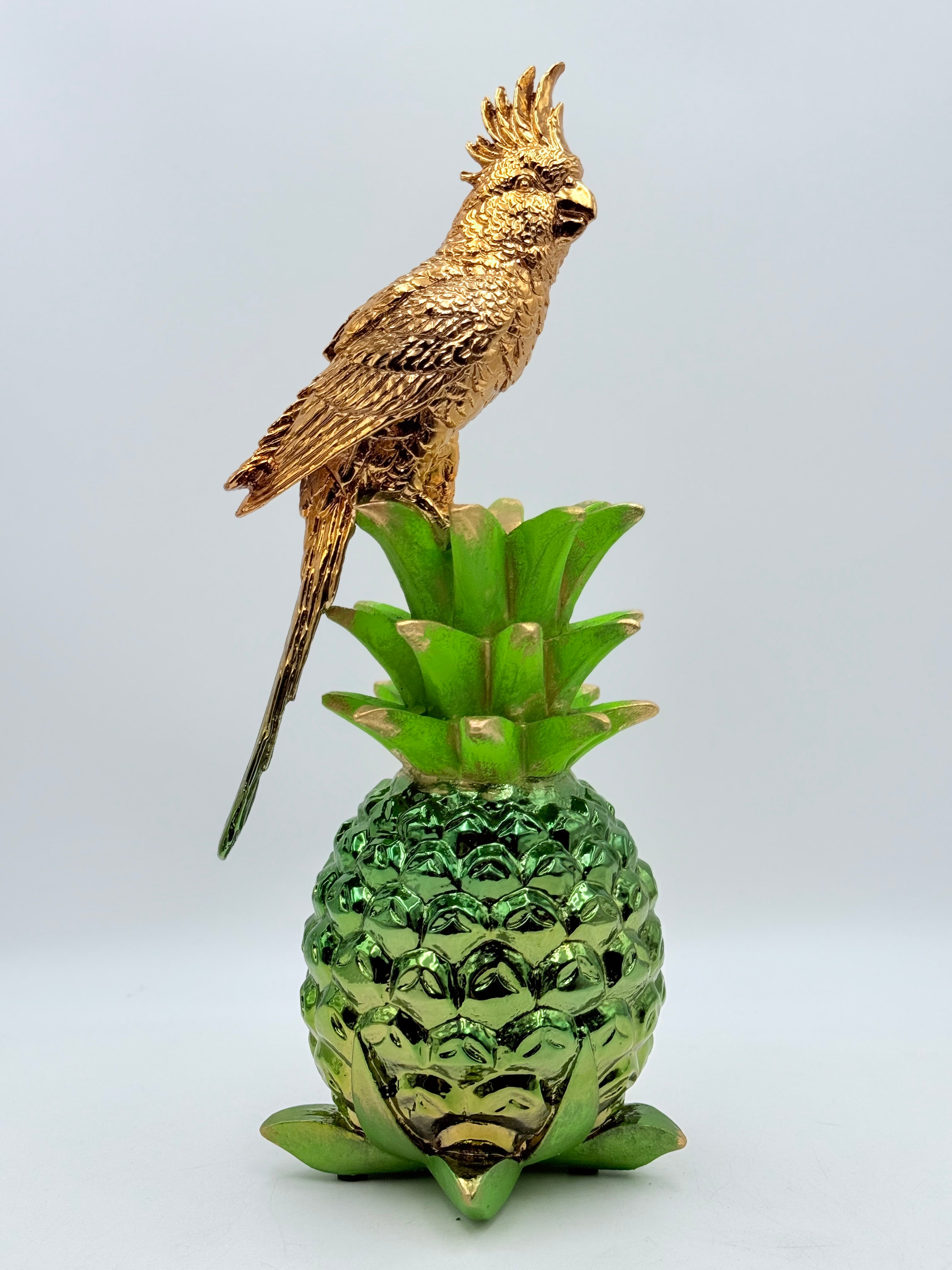 Krom Tasarım Kakadu Papağan Ve Ananas Heykeli