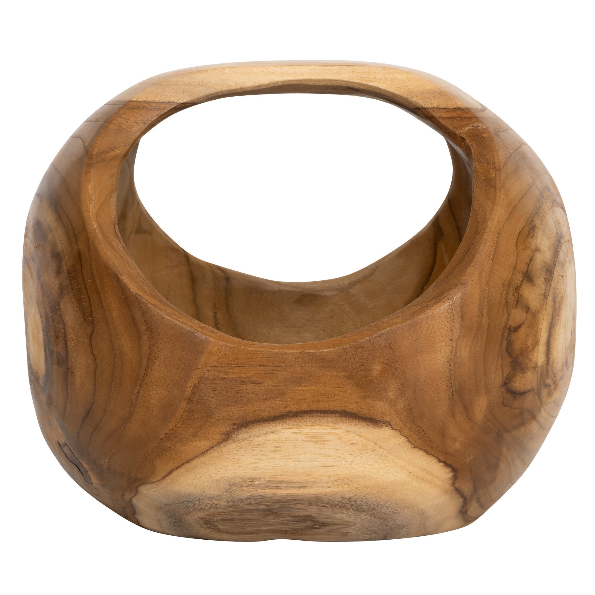 Kulplu Bowl Teak Yuvarlak Form