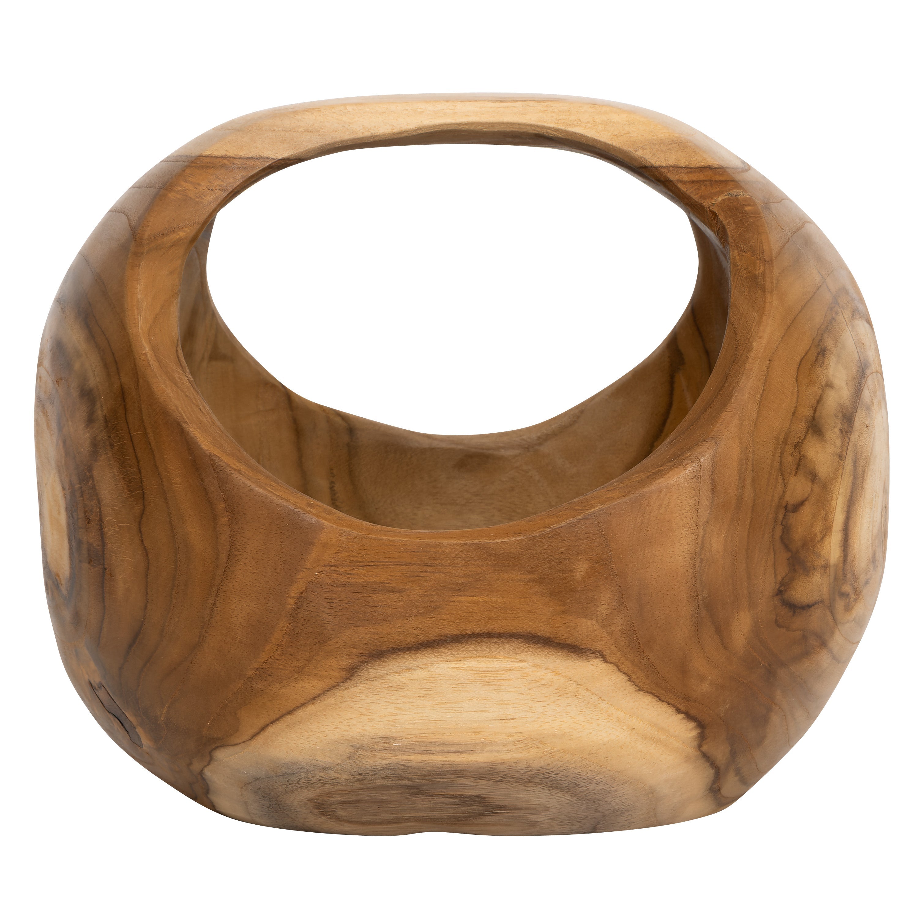 Kulplu Bowl Teak Yuvarlak Form
