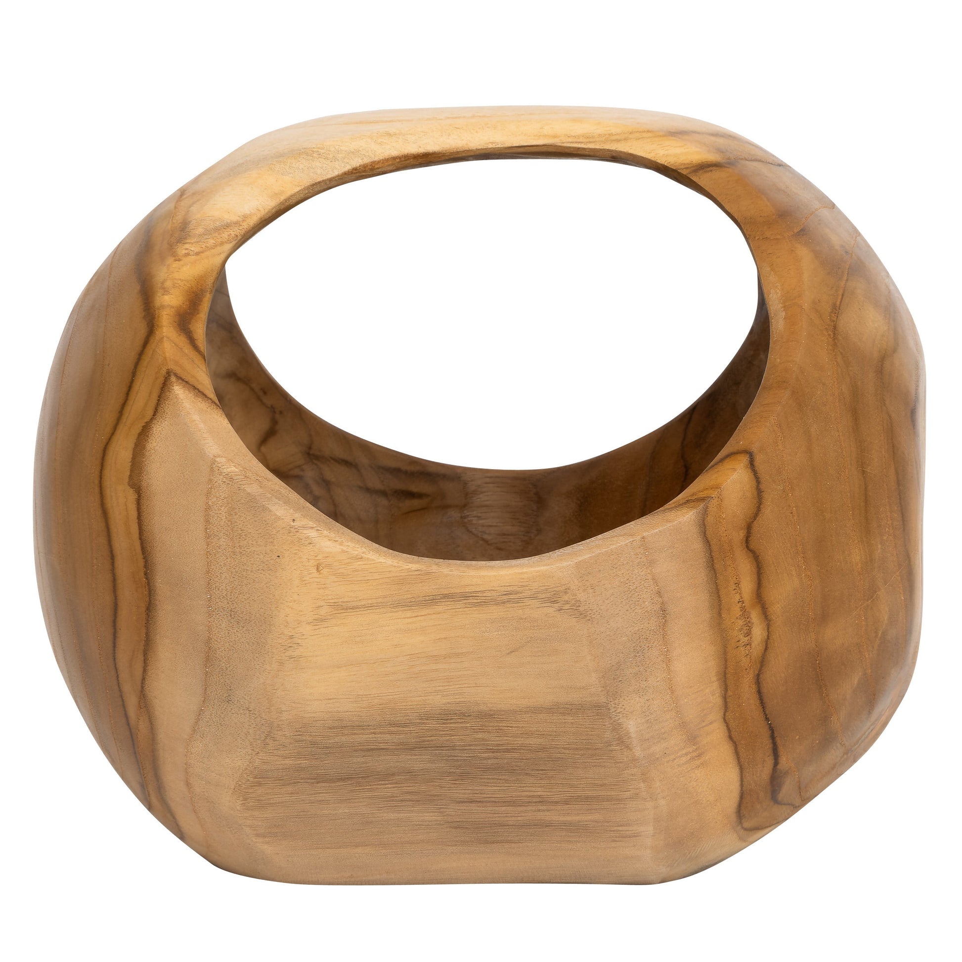 Kulplu Bowl Teak Yuvarlak Form