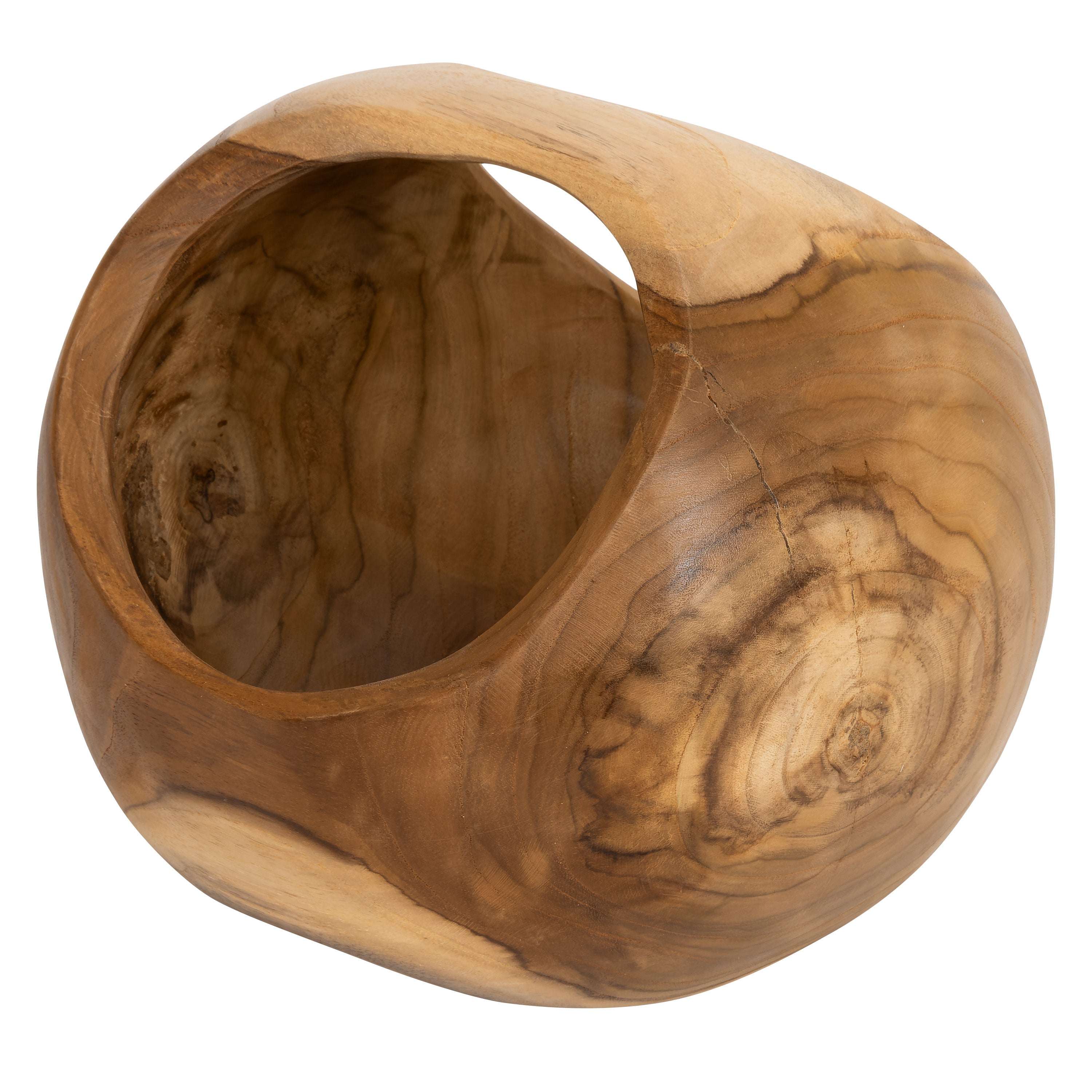 Kulplu Bowl Teak Yuvarlak Form