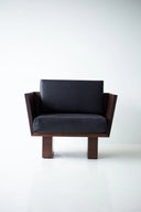 Kyoto Berjer | Masif Ahşap Lounge Koltuğu-Berjer-Innature Home-Deri Siyah-NowShopFun
