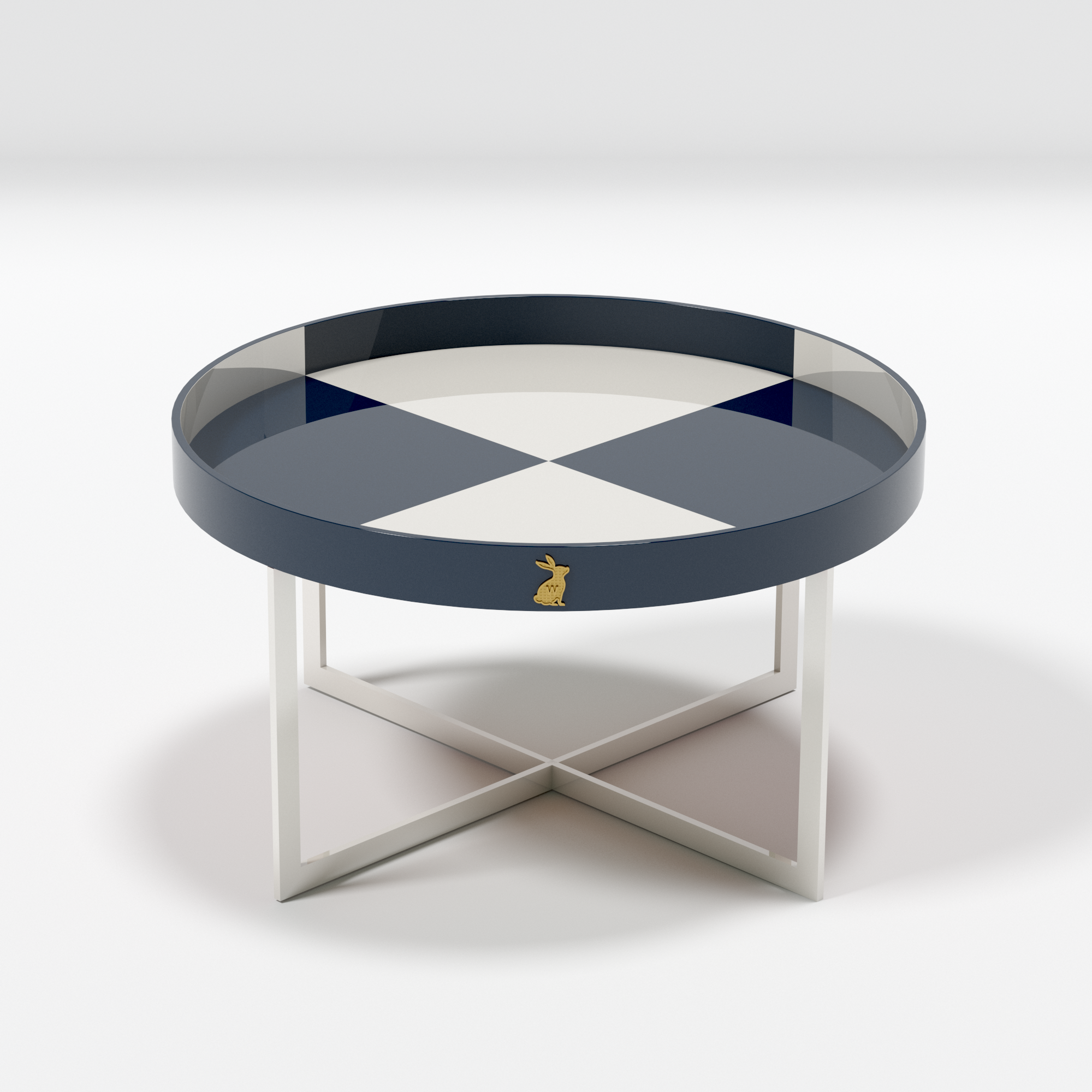 Lacivert Beyaz Damalı Orta Sehpa