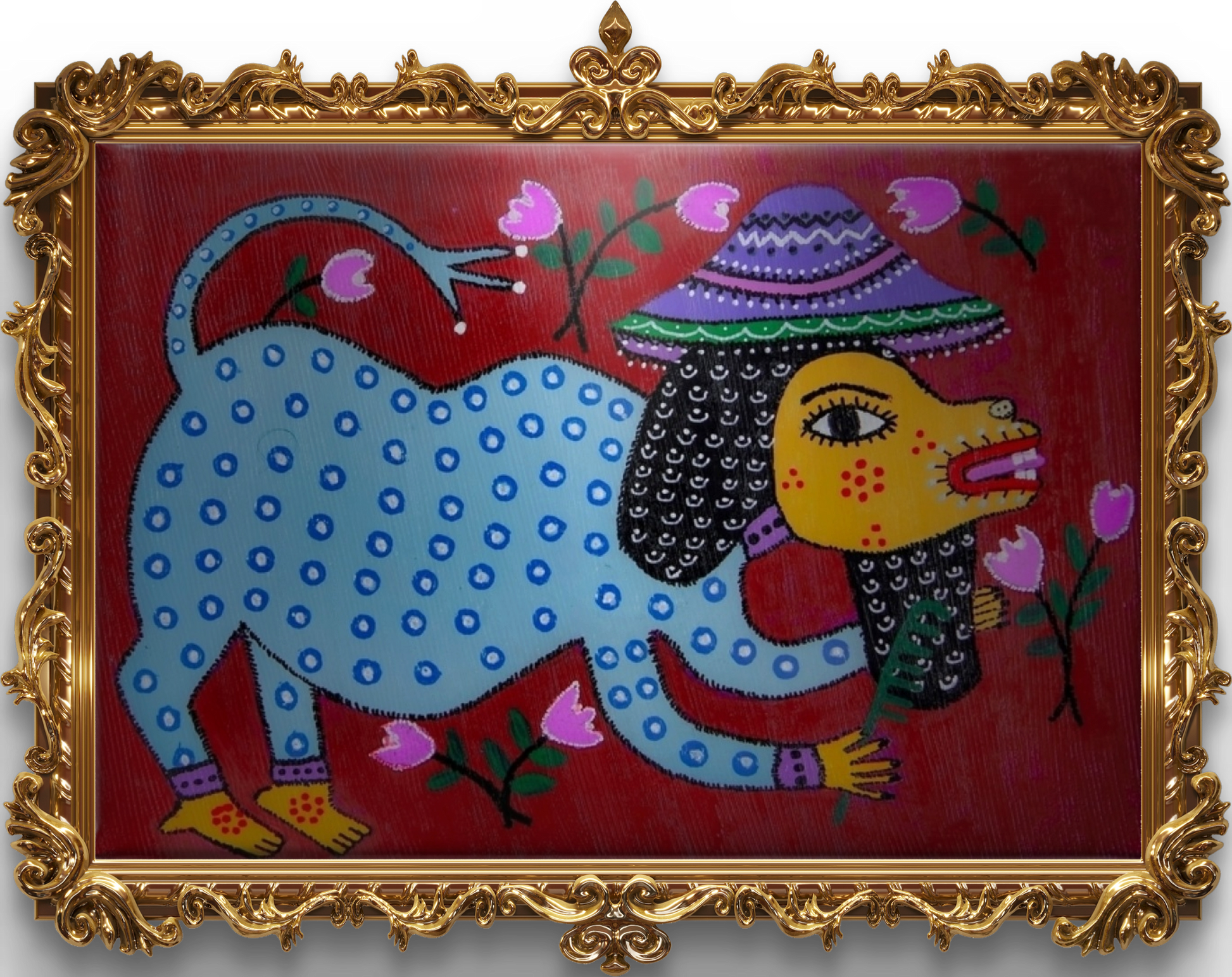 Lady Cow Tablo El Yapımı Ahşap Üzerine Akrilik Duvar Dekoru