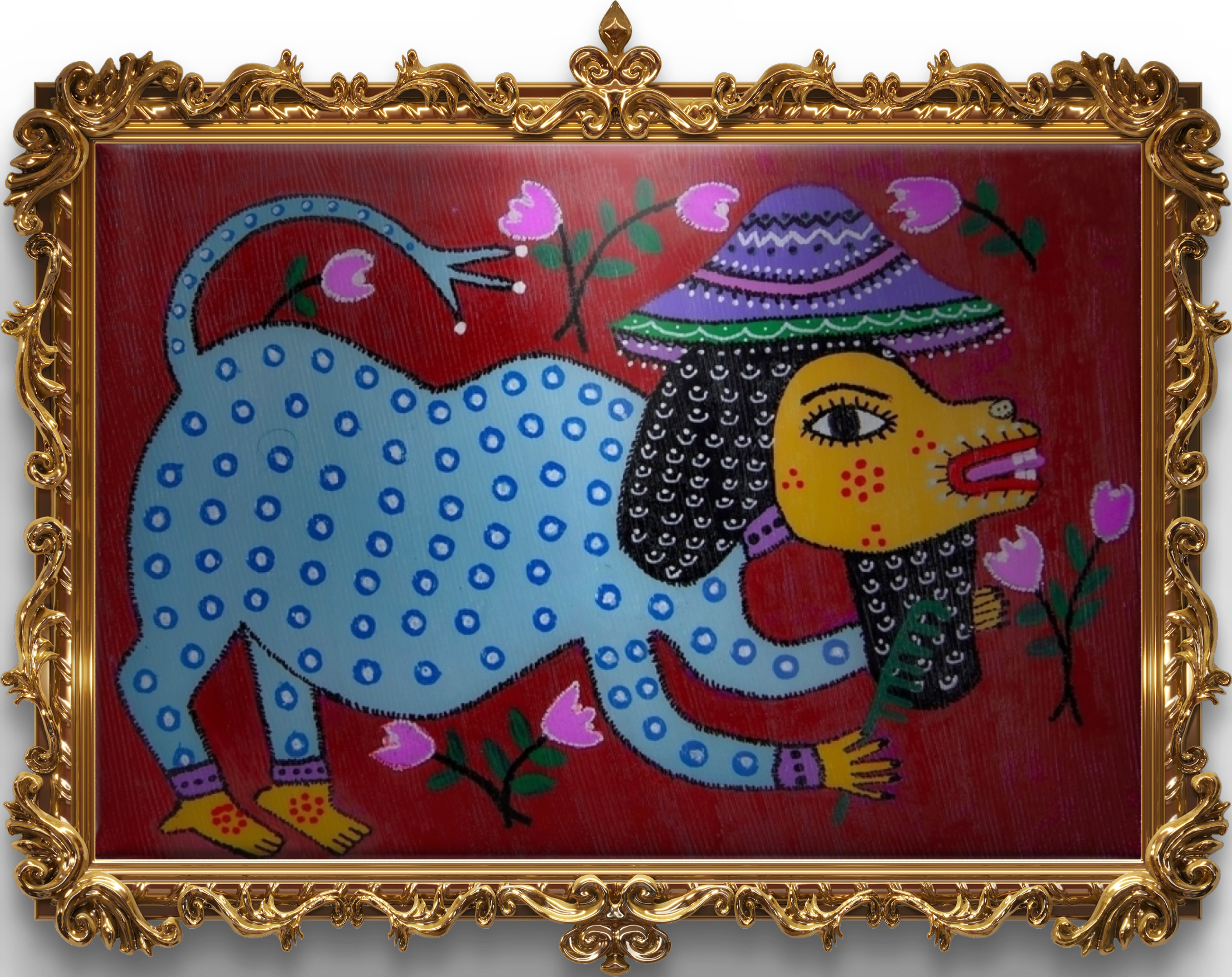 Lady Cow Tablo El Yapımı Ahşap Üzerine Akrilik Duvar Dekoru