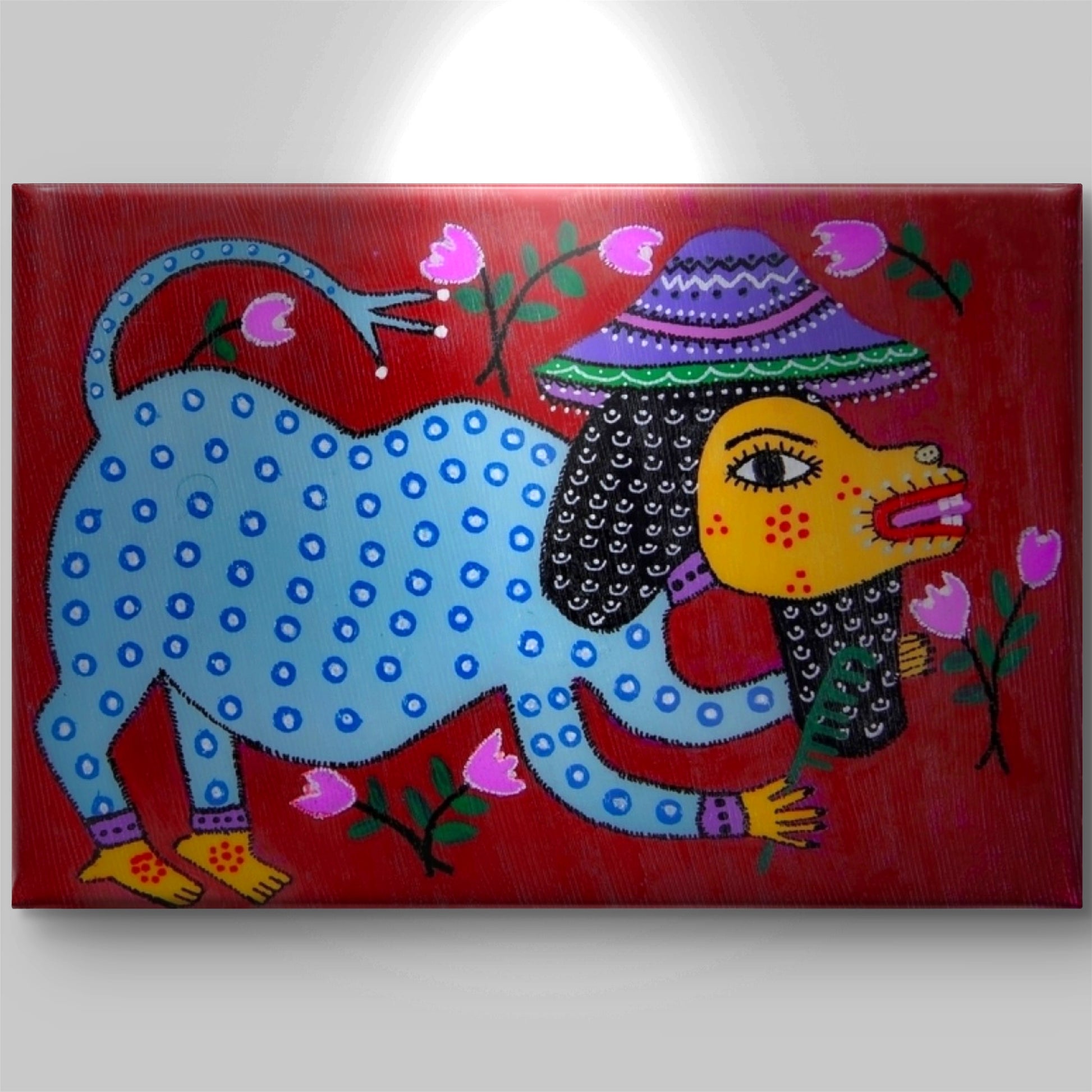 Lady Cow Tablo El Yapımı Ahşap Üzerine Akrilik Duvar Dekoru