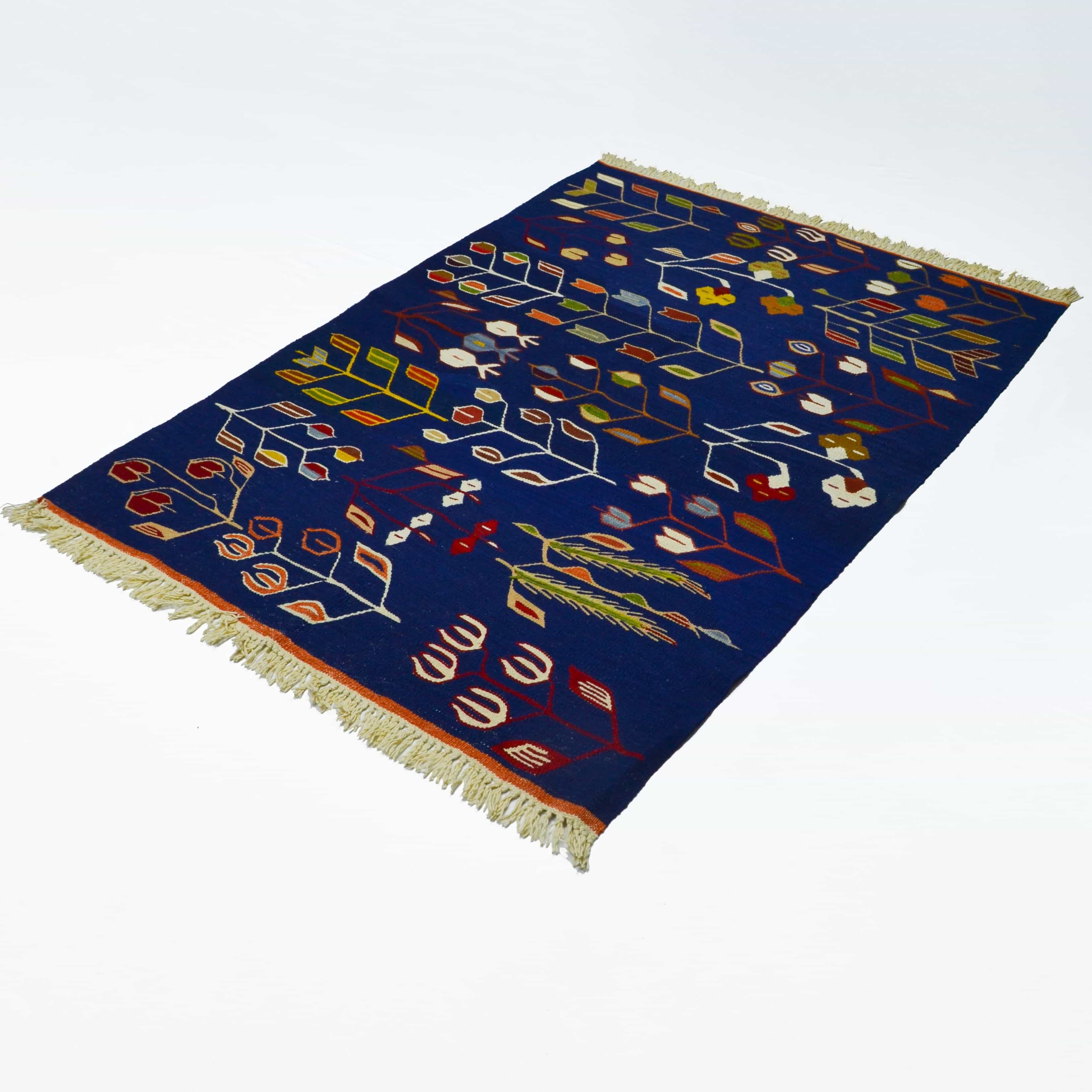 Lale ve Buğday Başağı Motifli El Dokuma Uşak Kilim 122x172 cm-Kilim & Halı-KilimCo-NowShopFun