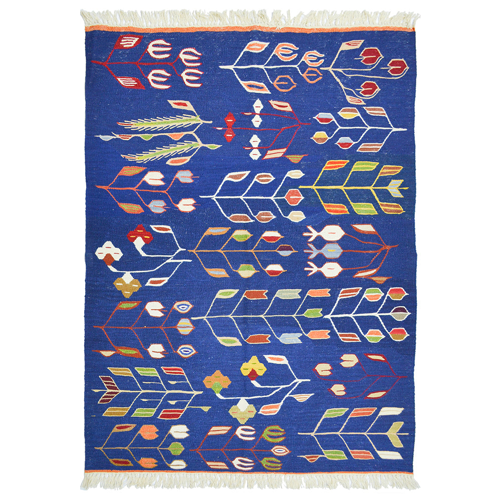 Lale ve Buğday Başağı Motifli El Dokuma Uşak Kilim 122x172 cm-Kilim & Halı-KilimCo-NowShopFun