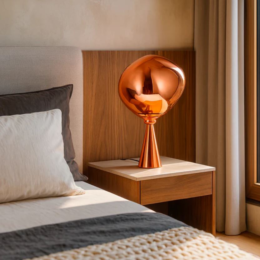 Lava Bakır Renk Yamuk Akrilik Cam Masa Lambası-Masa Lambası-Tarz Aydınlatma-NowShopFun