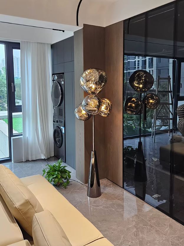 Lava Füme Renk Yamuk Akrilik Cam Lambader-Lambader-Tarz Aydınlatma-NowShopFun