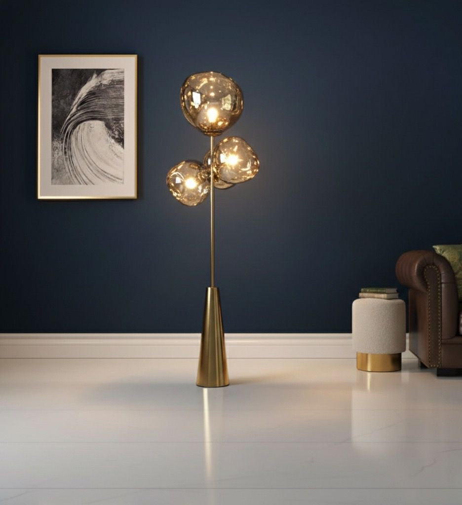 Lava Gold Renk Yamuk Akrilik Cam Lambader-Lambader-Tarz Aydınlatma-NowShopFun