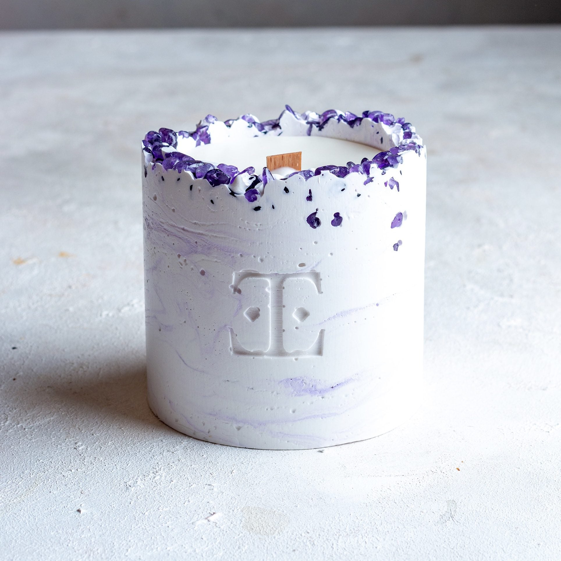 Lavender Taşlı - Mum Seti