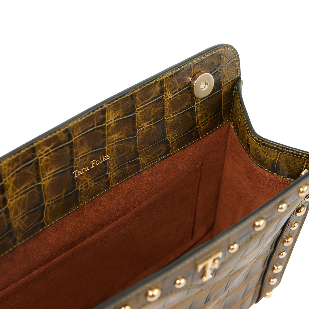 Layla Mystique Clutch-Tara Folks-Olive Croc-NowShopFun