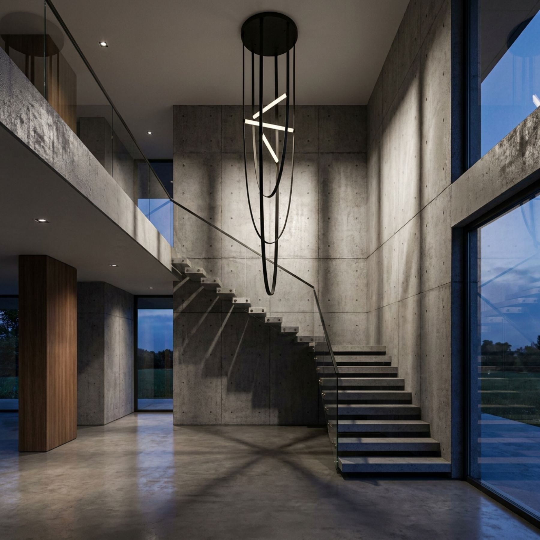 Leather Light Siyah Deri Sarkıt Avize 180 Cm