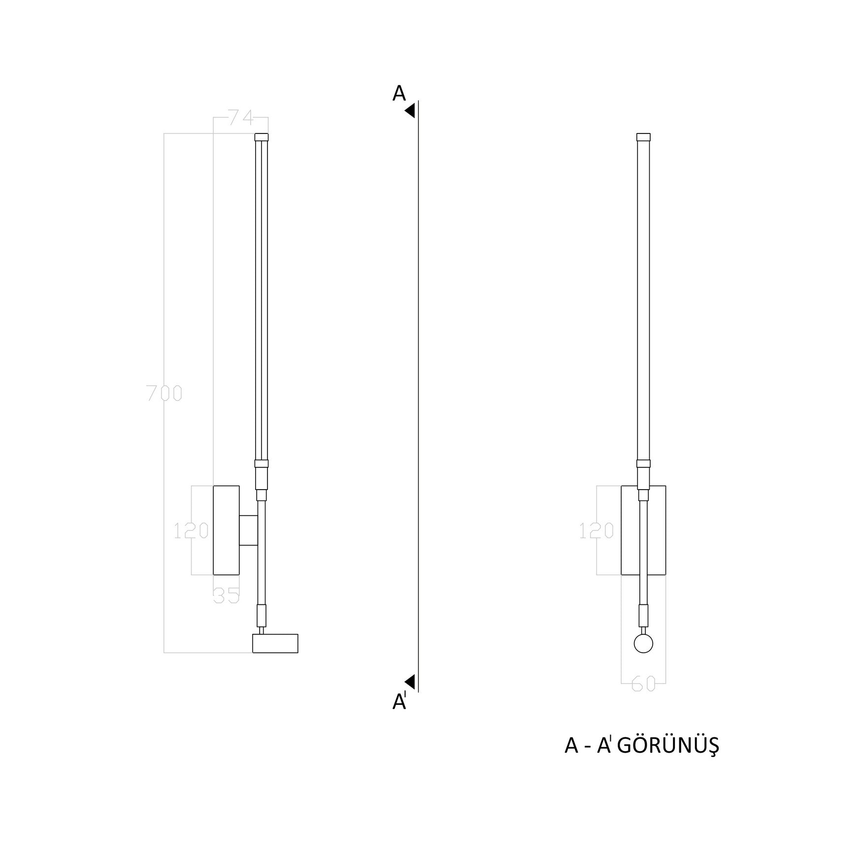 Led Aplik Gatto 70cm