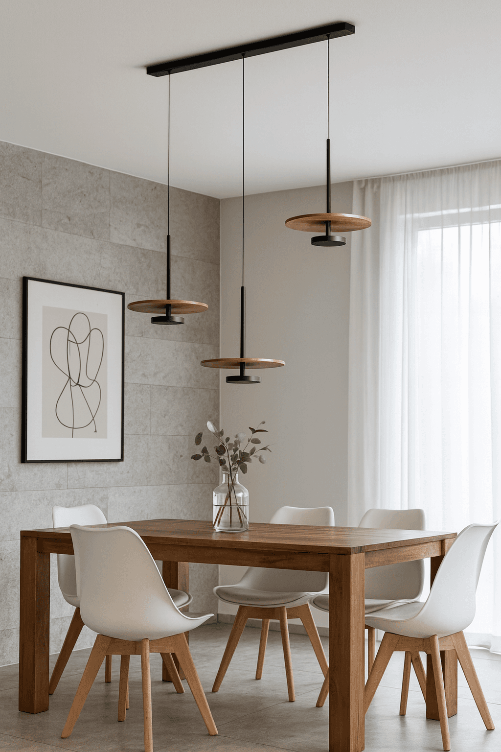 Led Avize Sarkıt Ahşaplı Avize 100 Cm