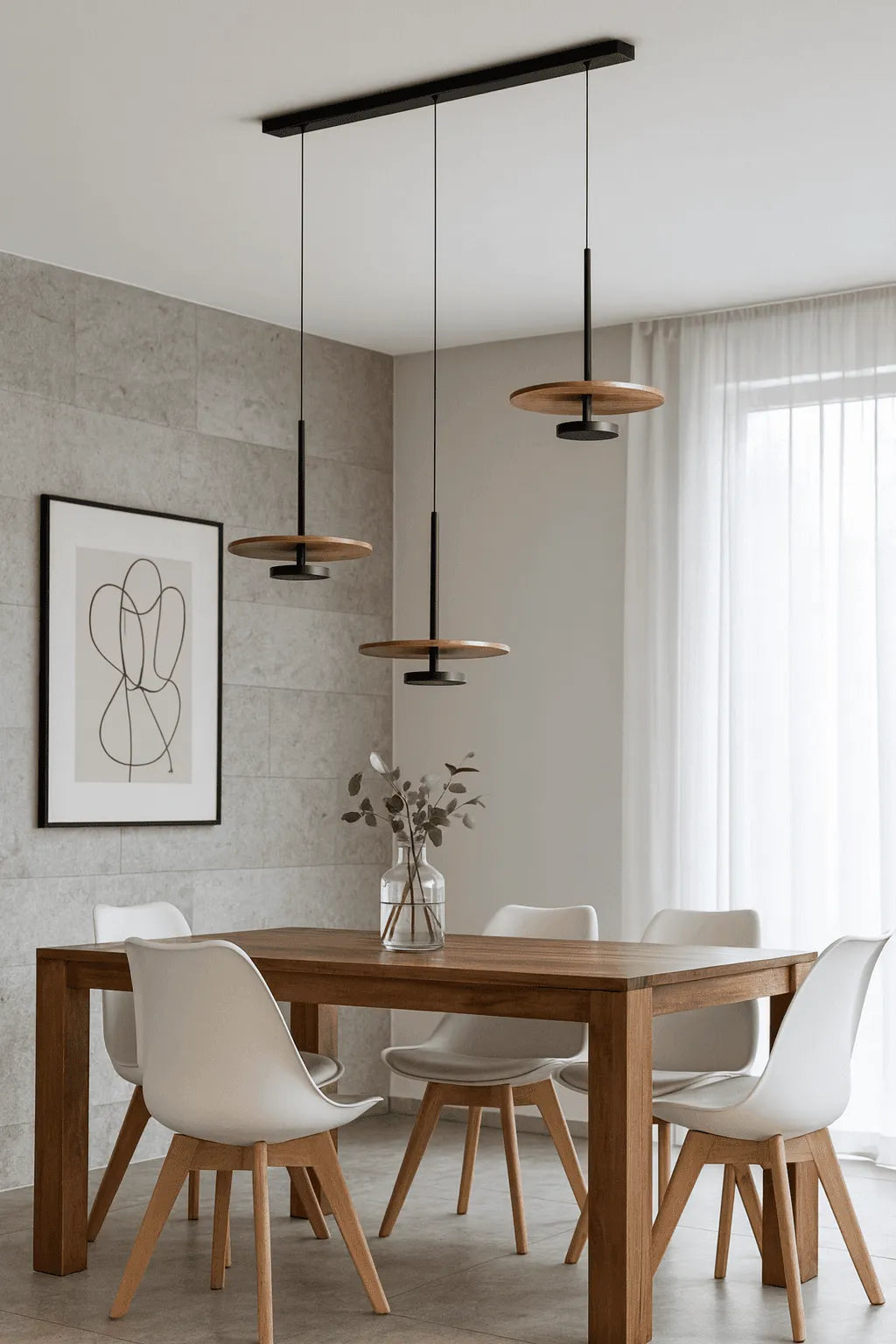 Led Avize Sarkıt Ahşaplı Avize 100 Cm