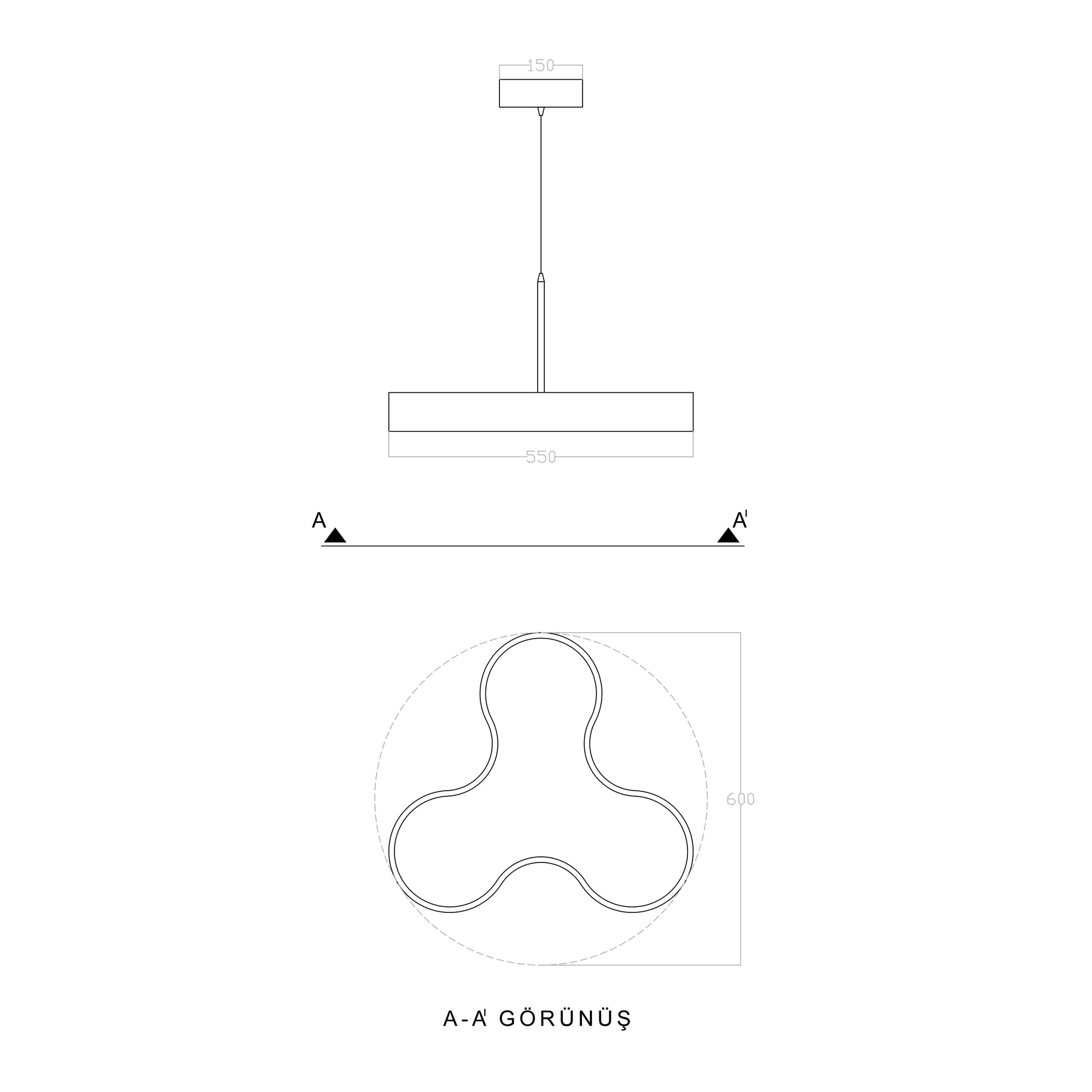 Led Avize Sarkıt Clover 60 Cm