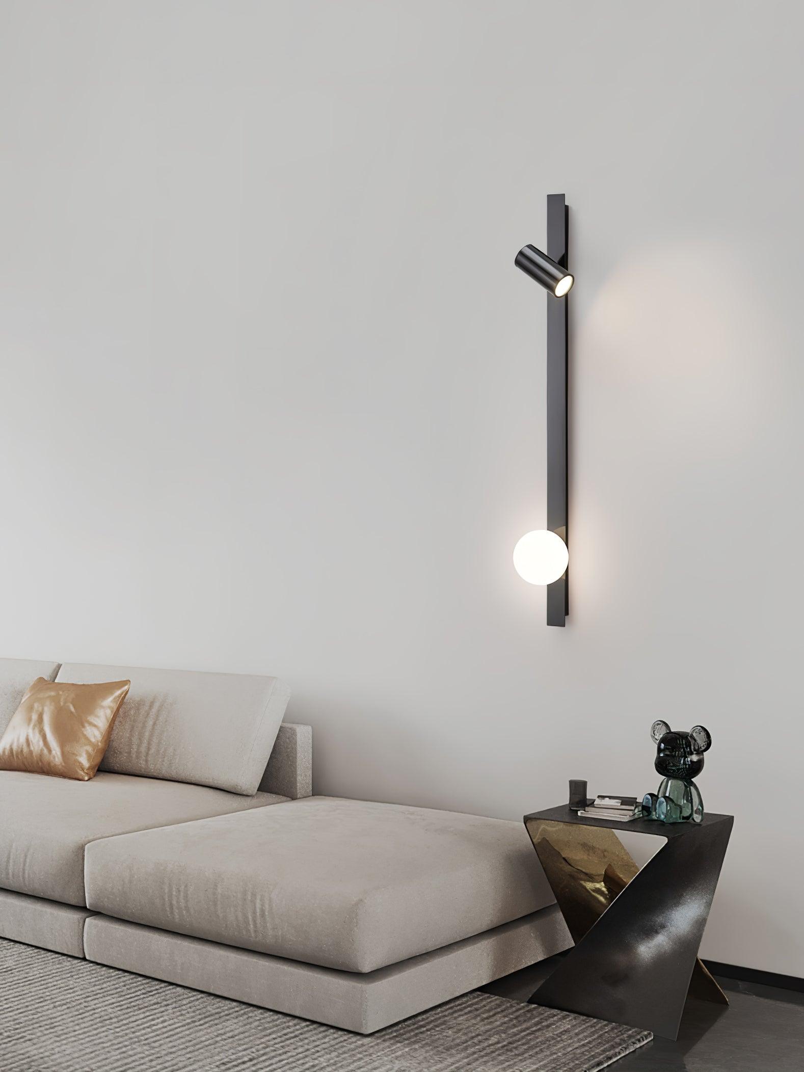 Led Spotlu Uzun Cam Aplik-Aplik-Tarz Aydınlatma-Siyah-NowShopFun