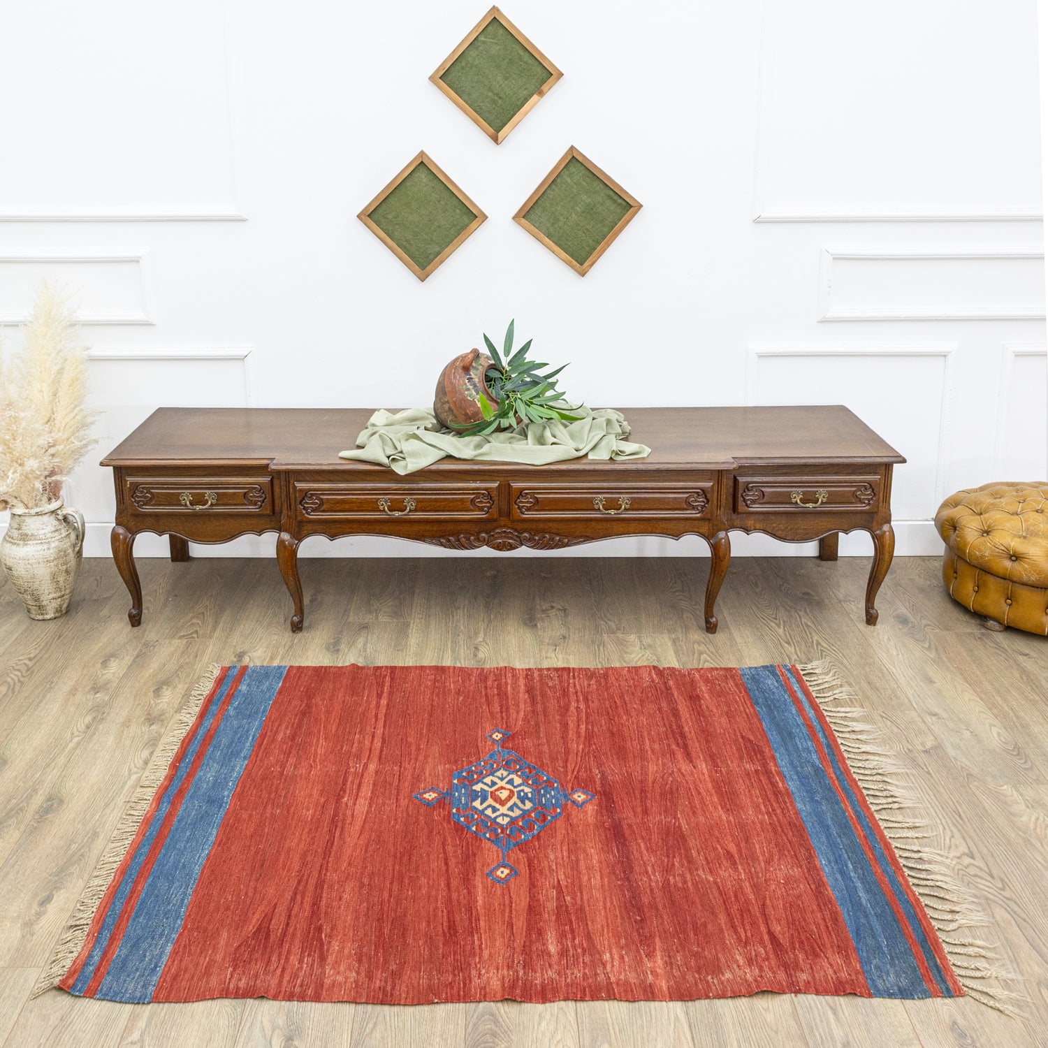 Lemi Kırmızı El Dokuma Kilim 110X161 Cm