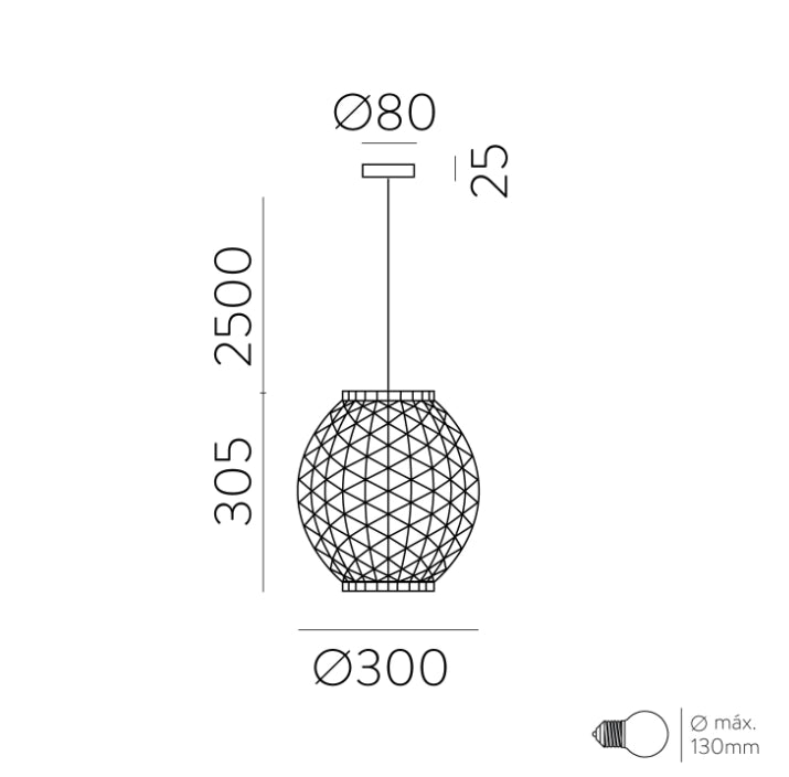 Lennis Sarkit 1l Natural-Raffia Ø30x180 Cm Led 1xe27