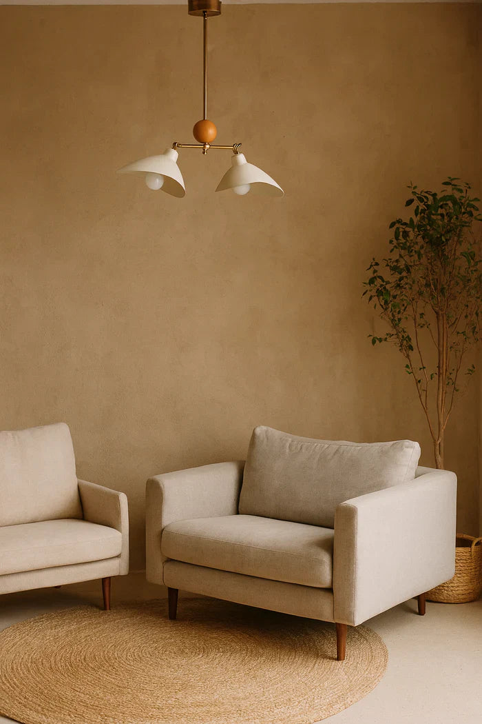 Leo İSkandinav Tarzı 2 Kollu Ahşap Detaylı Avize