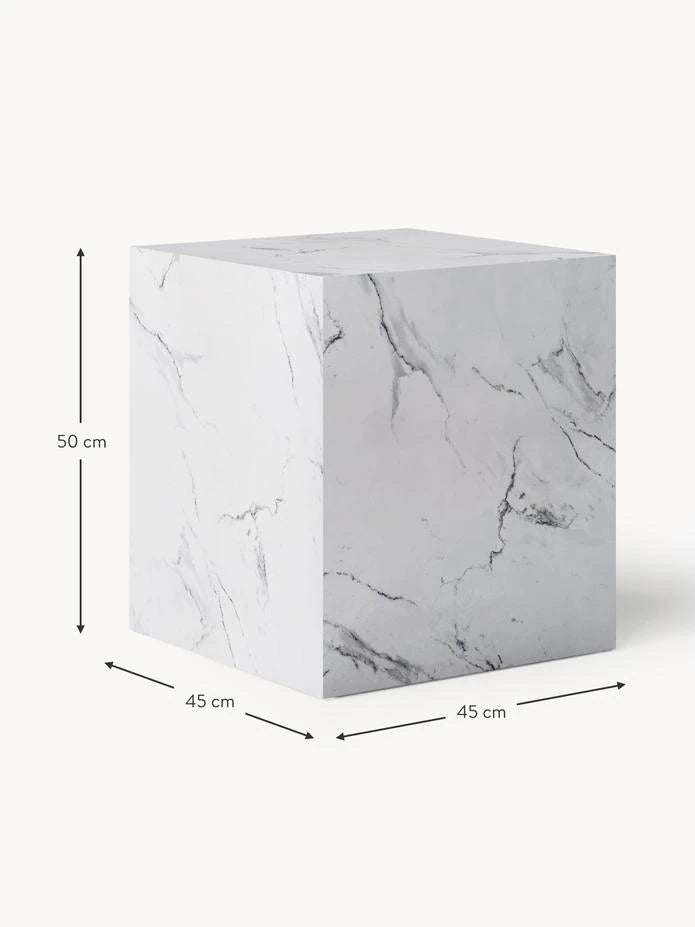 Lesley Mermer Görünümlü Yan Sehpa, Çok Amaçlı - InNature Home - Açık Gri-Oturma Odası > Sehpa > Yan Sehpa-INNATURE-NowShopFun