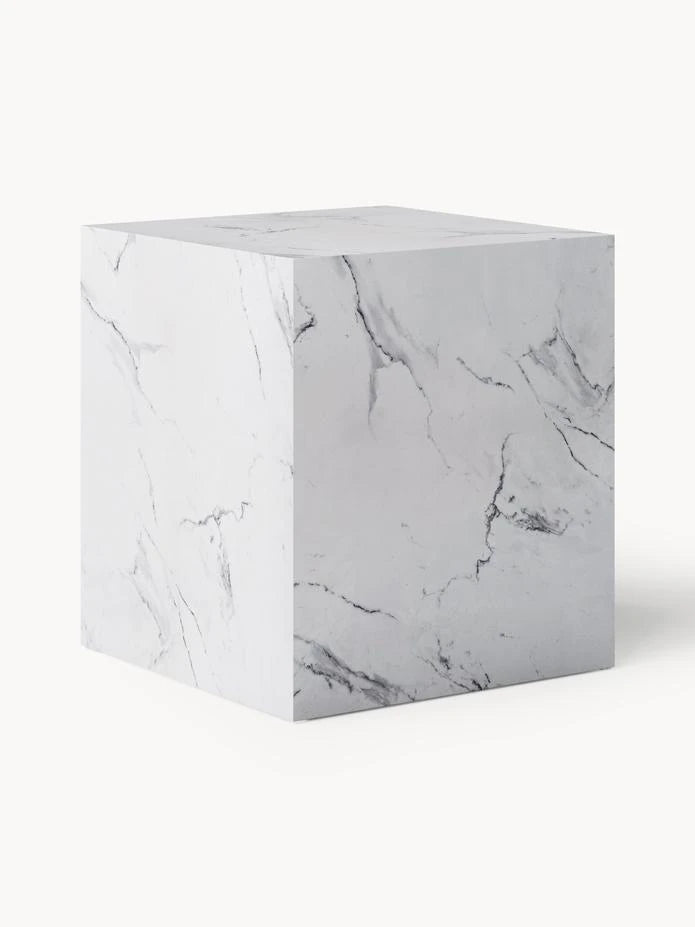 Lesley Mermer Görünümlü Yan Sehpa, Çok Amaçlı - InNature Home - Açık Gri-Oturma Odası > Sehpa > Yan Sehpa-INNATURE-NowShopFun