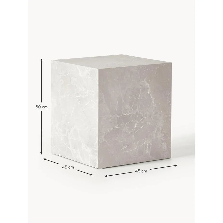 Lesley Mermer Görünümlü Yan Sehpa, Çok Amaçlı - InNature Home - Bej-Oturma Odası > Sehpa > Yan Sehpa-INNATURE-NowShopFun