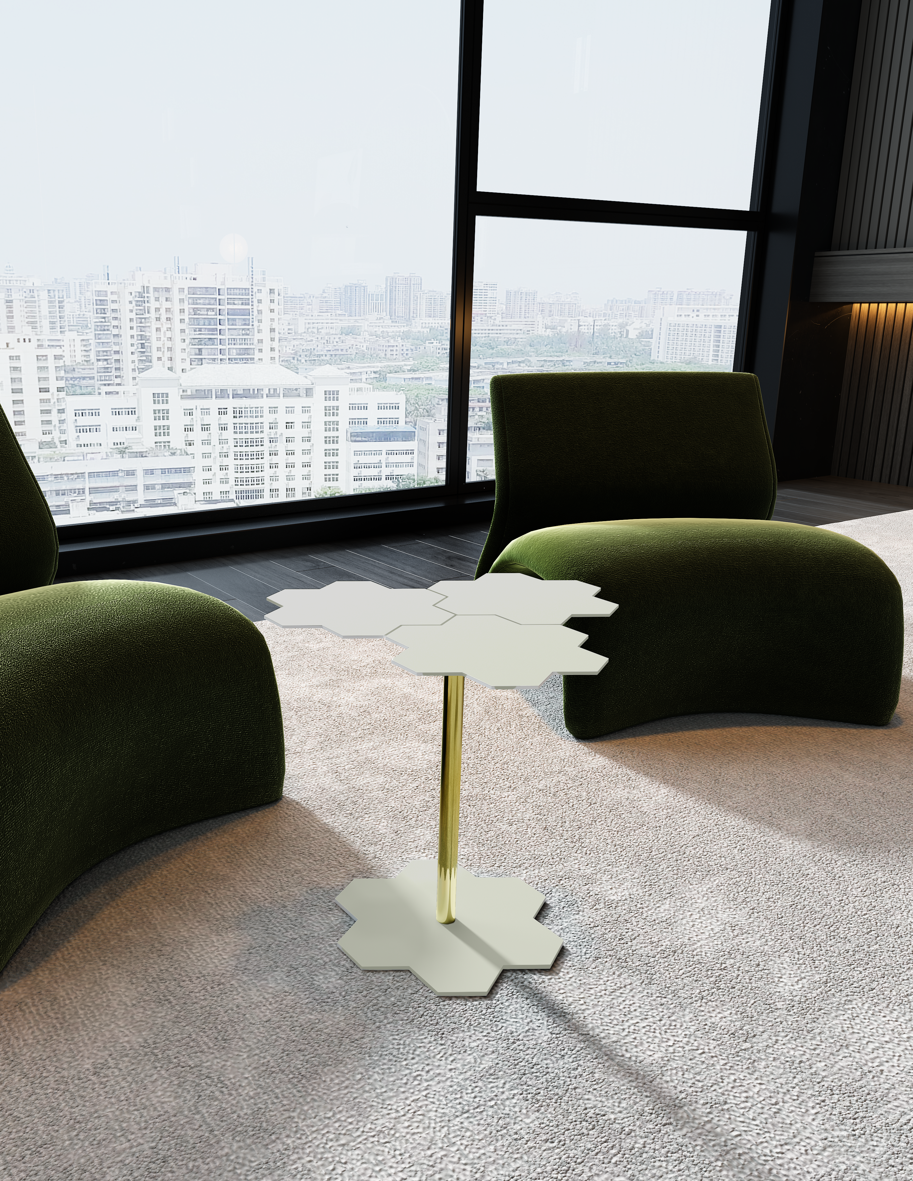 Levitas Forma - Tasarım Çelik Metal Yan Sehpa - Kahve Sehpası