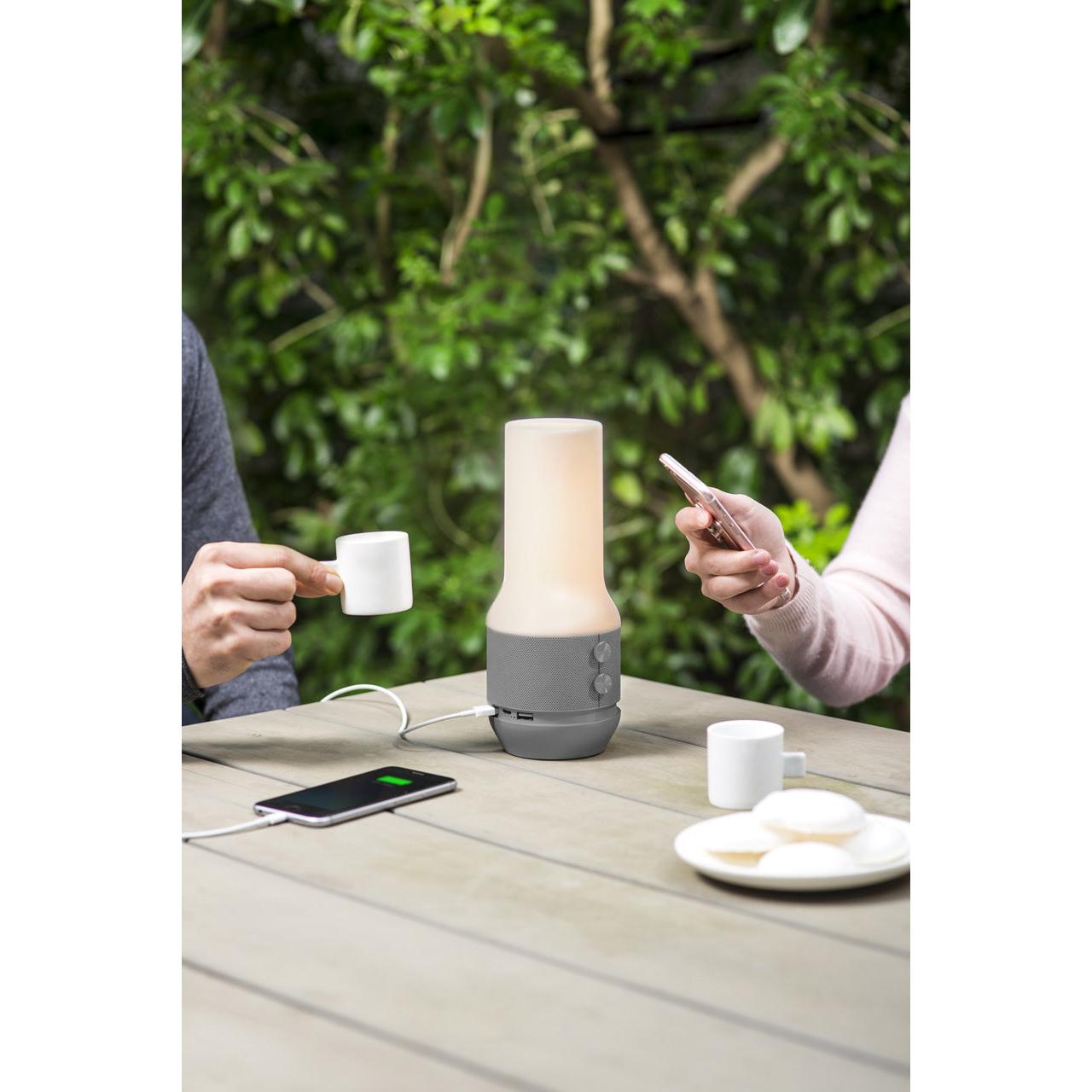 Lexon Terrace + Led Lamba-Bt Hoparlör- Powerbank Metalik Gri