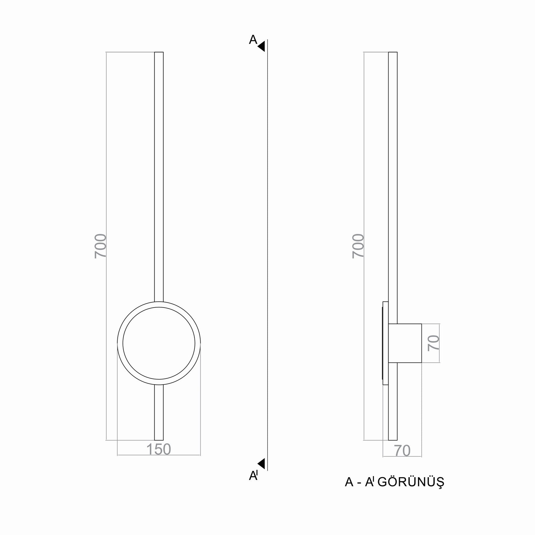 Lights Sword Işıklı Gövde Çubuk Aplik 70 Cm