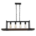 Lignum Siyah Doğal Ahşap Metal Avize