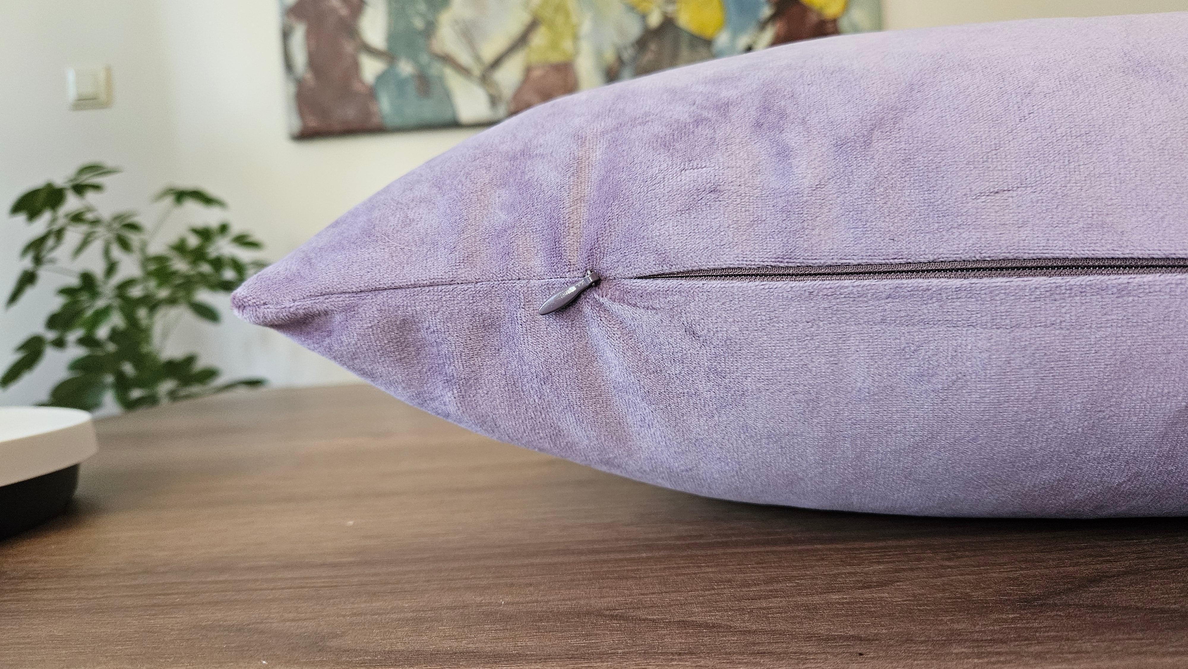 Lila Rengi Kırlent Kılıfı - Yumuşak Mat Kadife