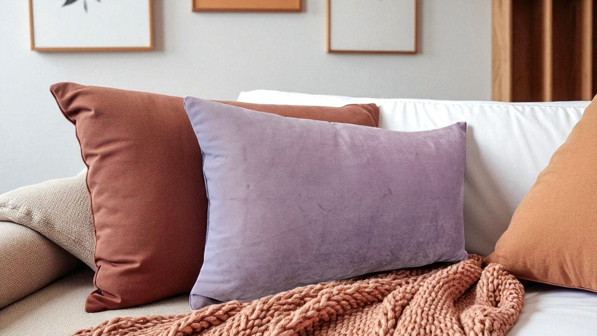 Lila Rengi Kırlent Kılıfı - Yumuşak Mat Kadife