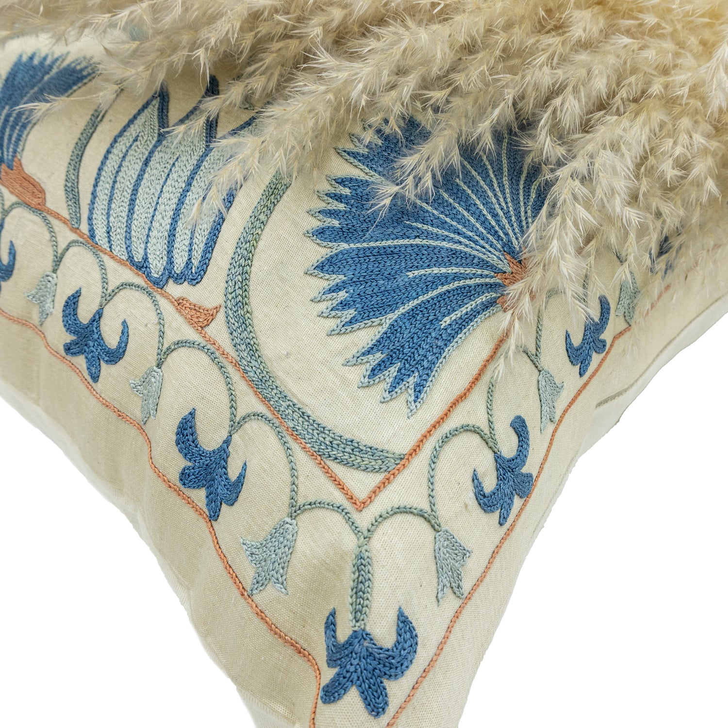 Lilac Çiçekli Suzani Kırlent 50x50 cm-Yastık & Kırlent-Soho Antiq-NowShopFun