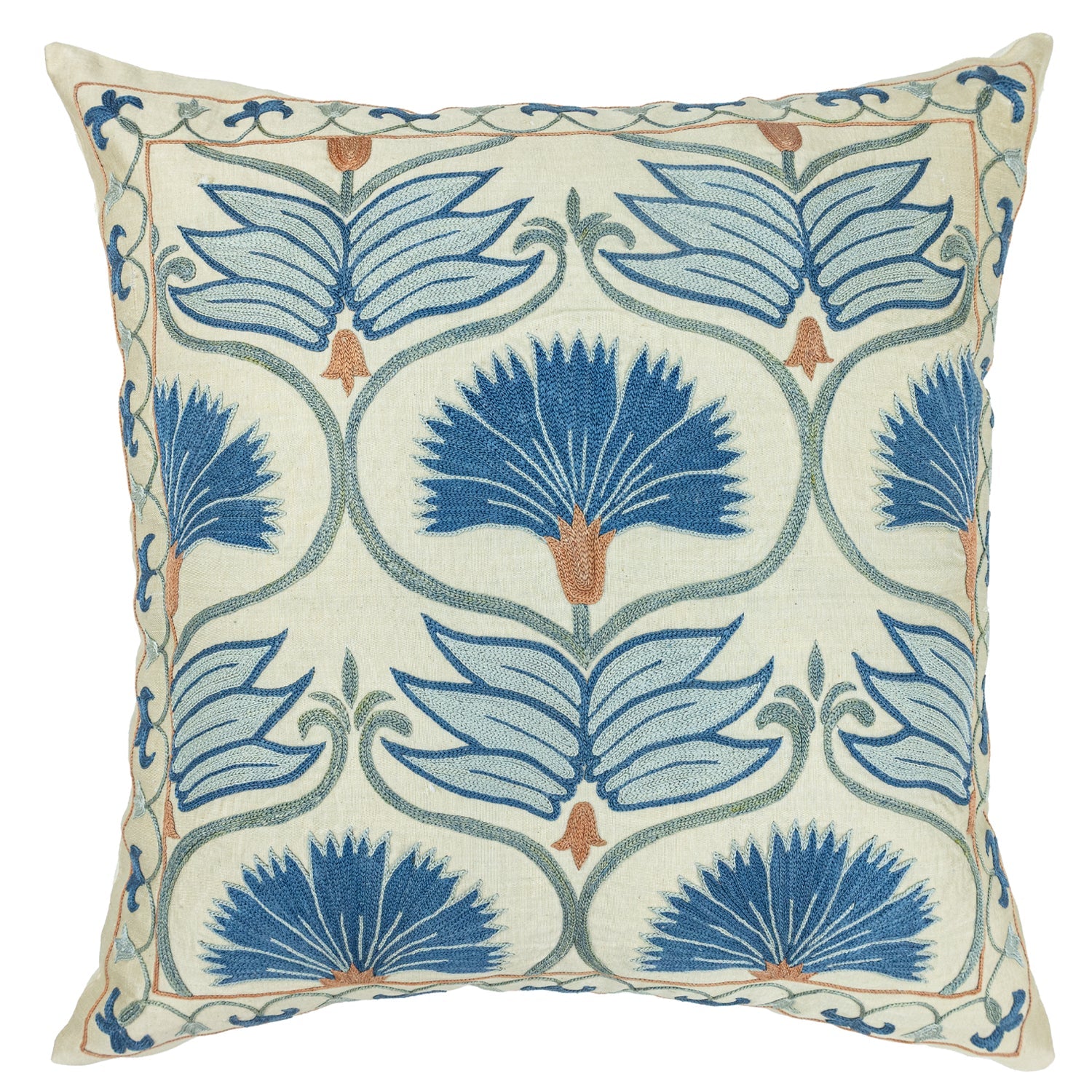 Lilac Çiçekli Suzani Kırlent 50x50 cm-Yastık & Kırlent-Soho Antiq-NowShopFun