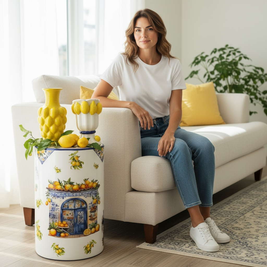 Limon Desen Ahşap Sehpa