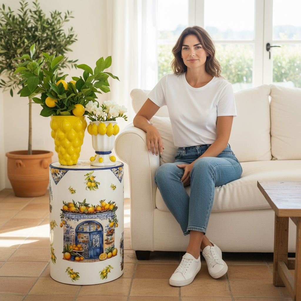 Limon Desen Ahşap Sehpa