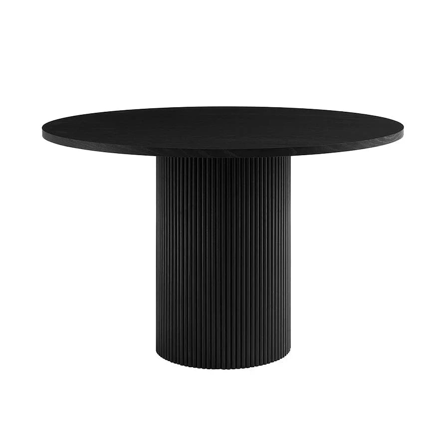 Lino Yemek Masası-Masalar-Valnott-Siyah Ahşap-120 cm Çap-NowShopFun